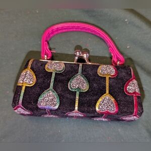 Tiktok Lipstick Case, Black With Glitter Hearts